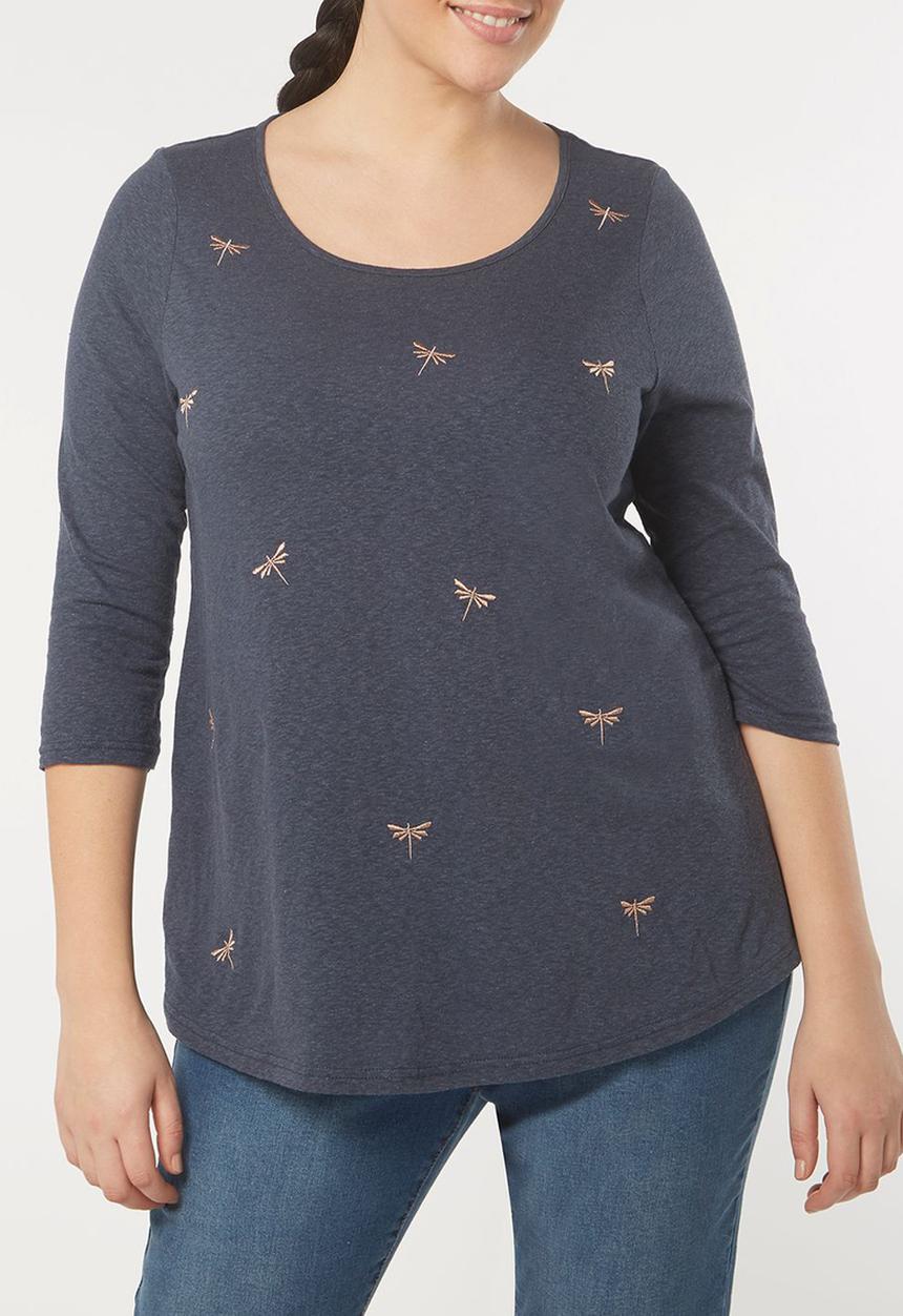 EVANS - Embroidery Detail Top Mid Blue