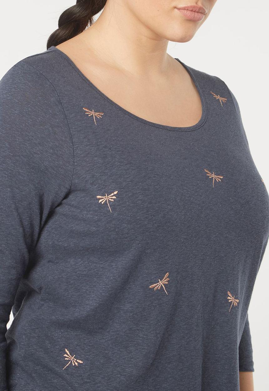 EVANS - Embroidery Detail Top Mid Blue