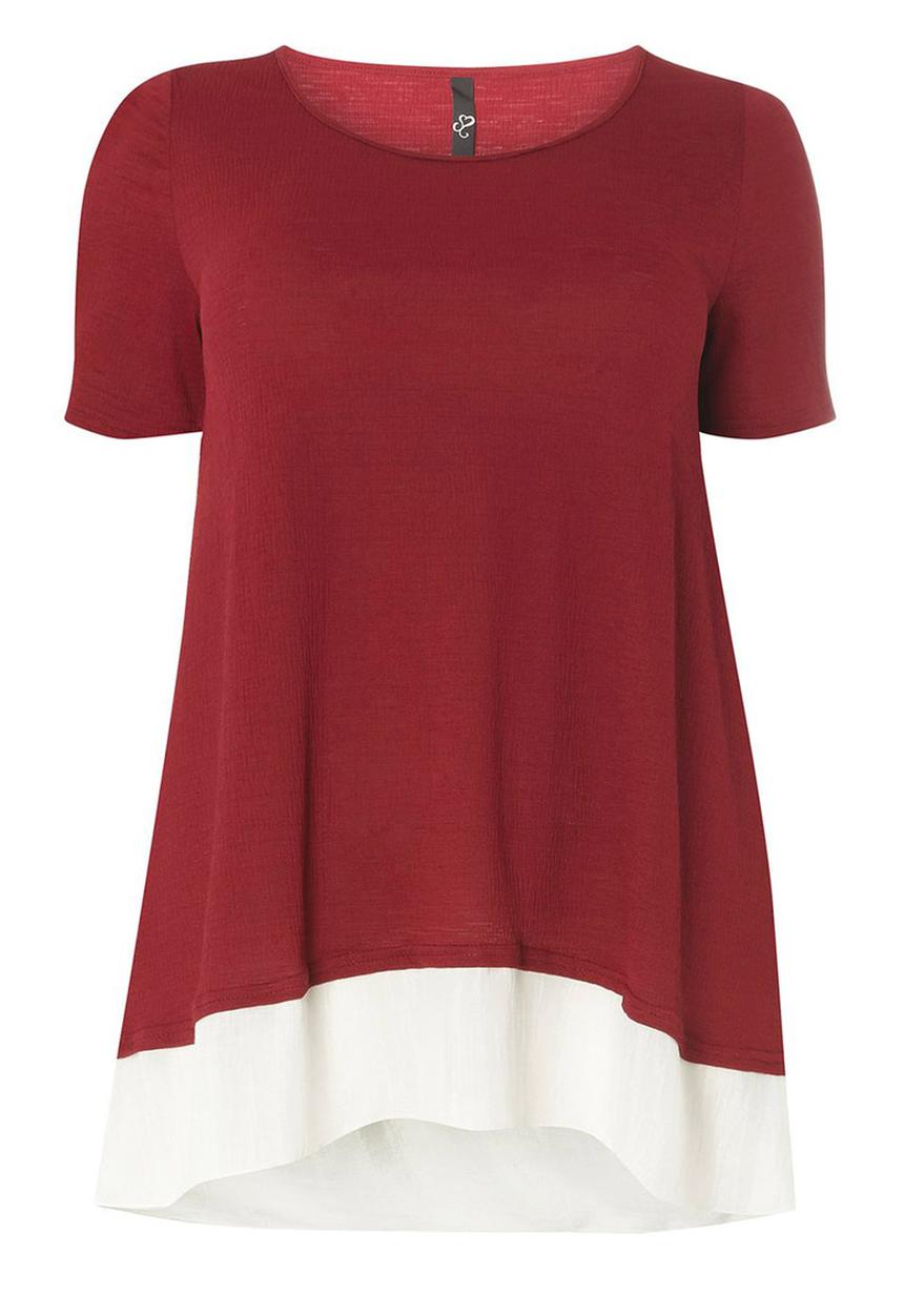 EVANS - Contrast Hem T-shirt Red