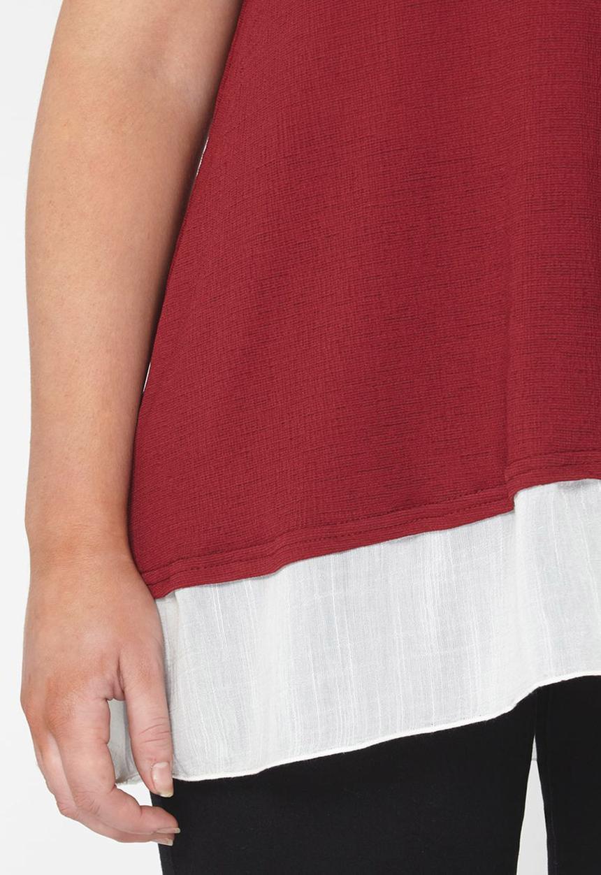 EVANS - Contrast Hem T-shirt Red