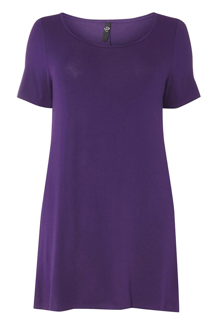 EVANS - Short Sleeve Swing Tunic Mid Purple