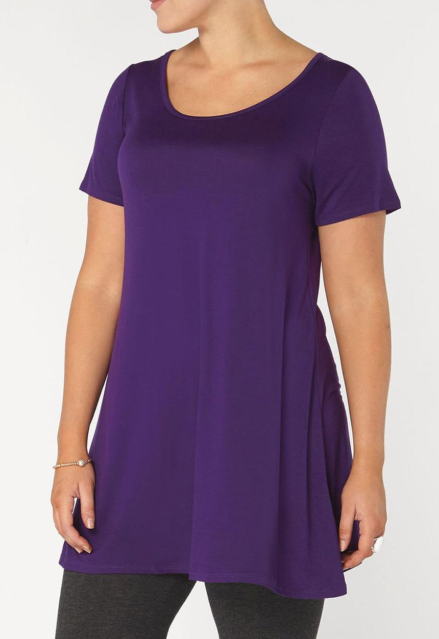 EVANS - Short Sleeve Swing Tunic Mid Purple