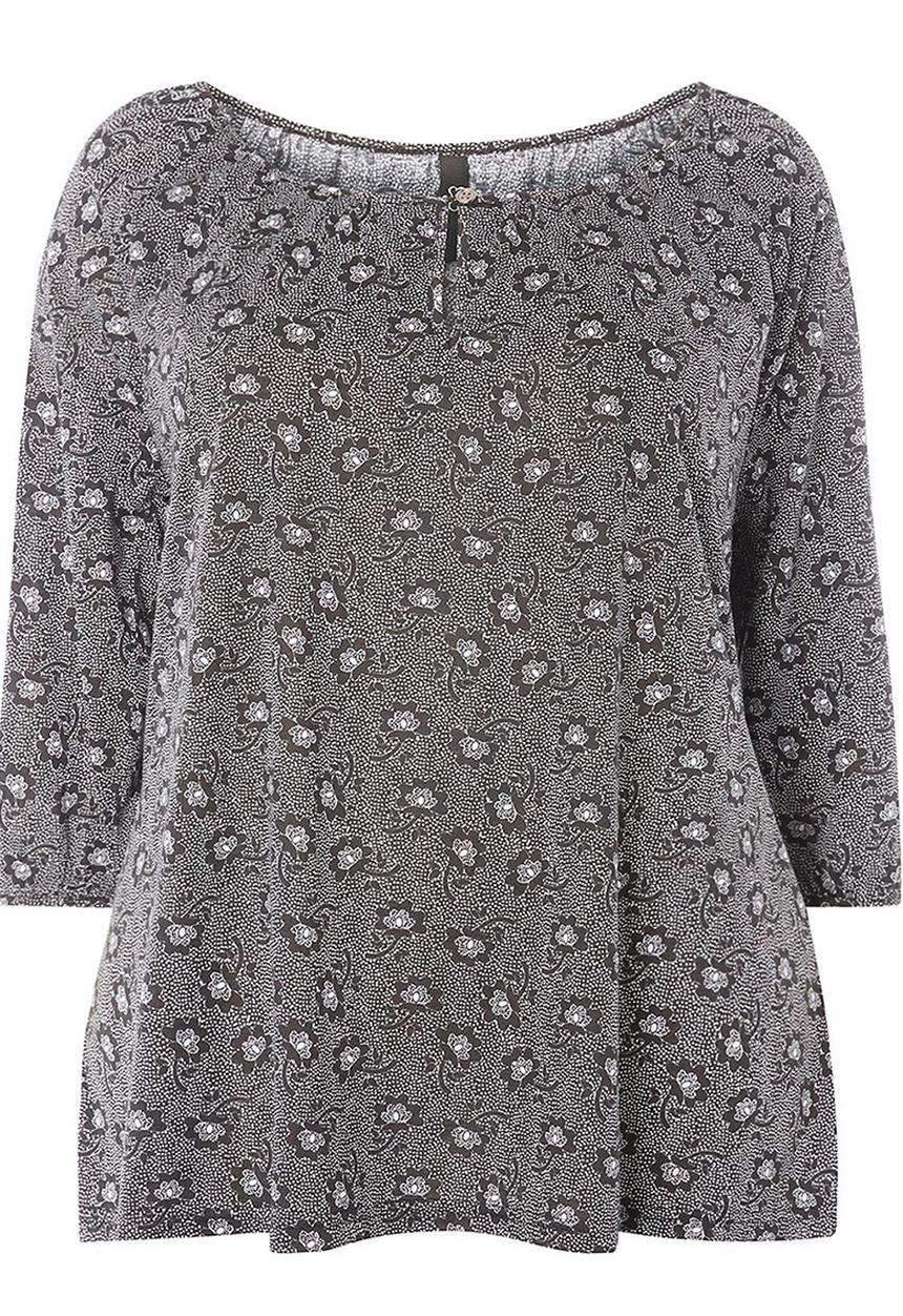 EVANS - All-over Print Gypsy Top Black and White
