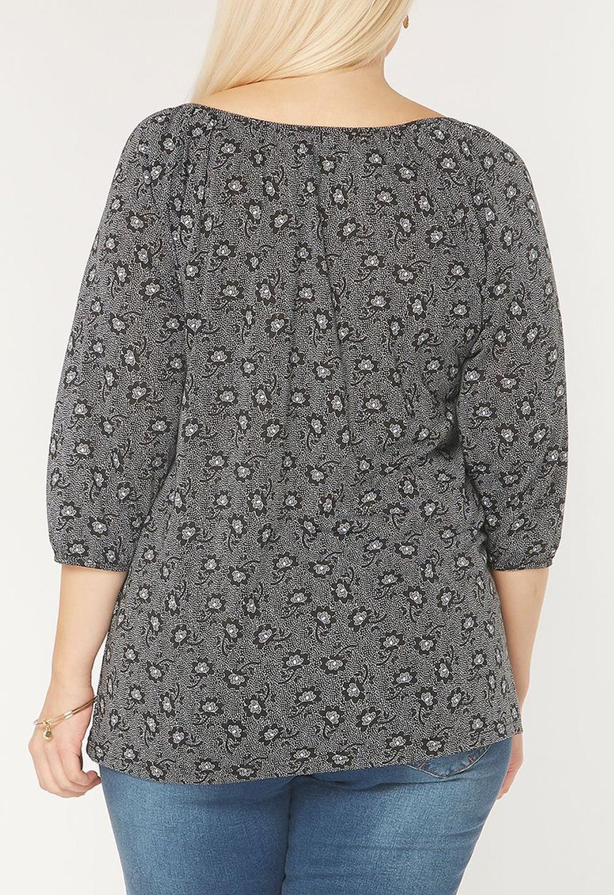 EVANS - All-over Print Gypsy Top Black and White