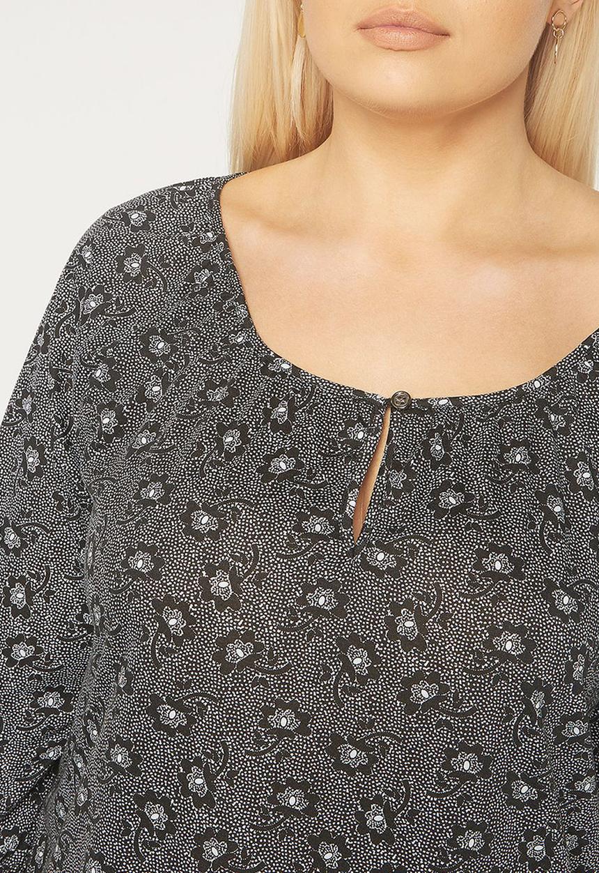 EVANS - All-over Print Gypsy Top Black and White
