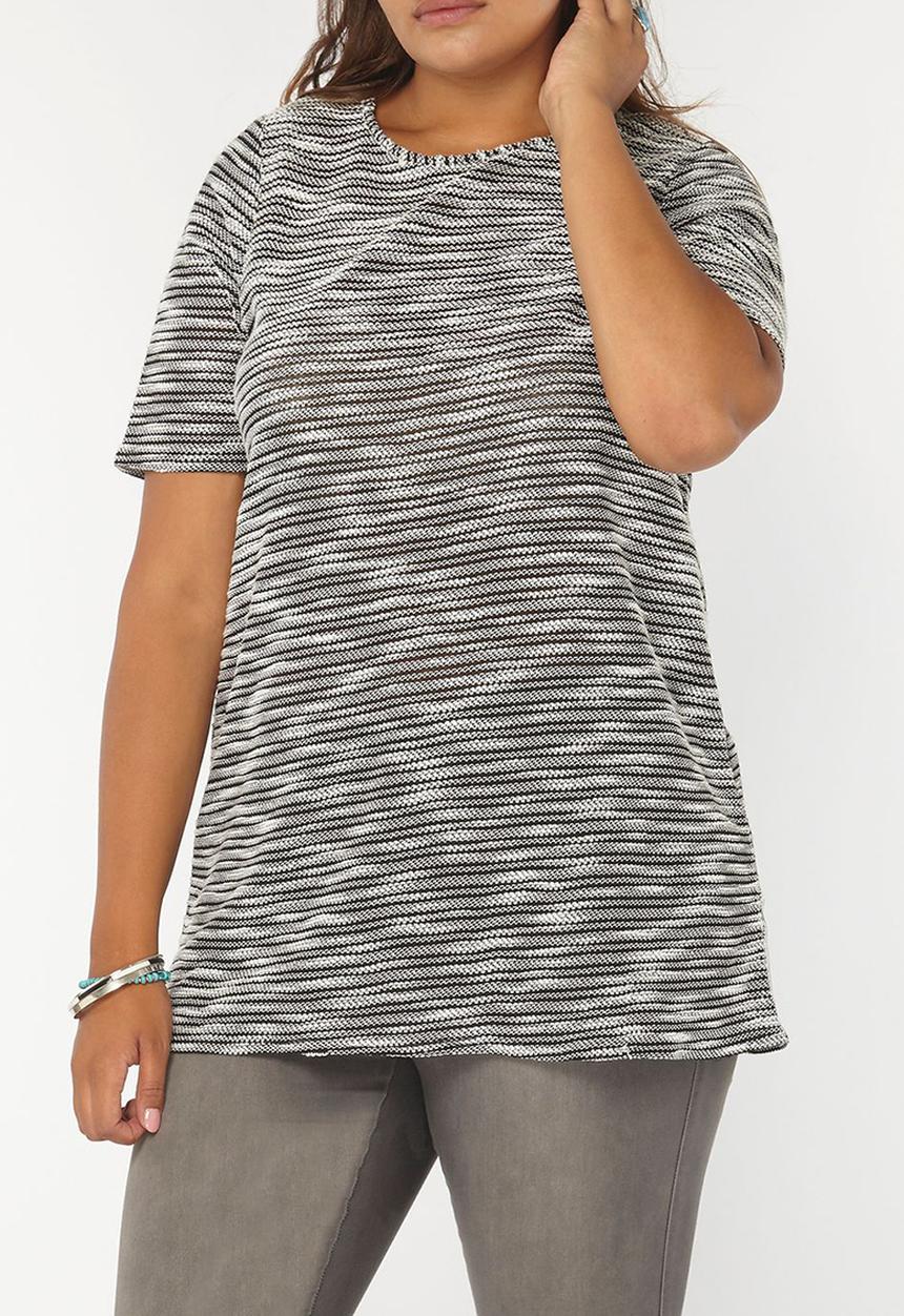 EVANS - Textured Tunic Black and White