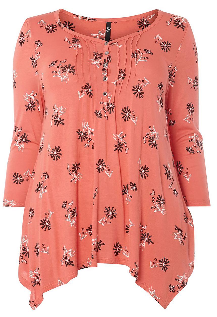 EVANS - Pintuck Detail Top Orange