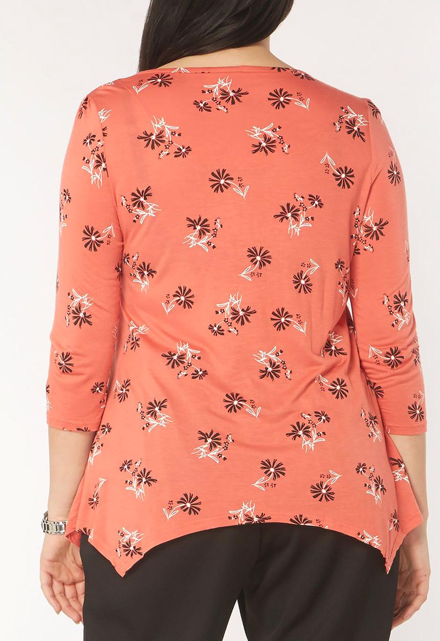 EVANS - Pintuck Detail Top Orange