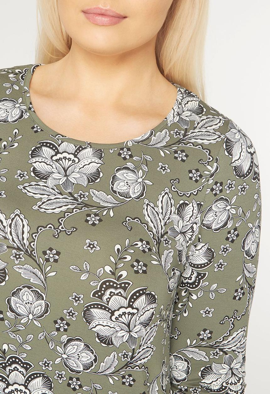 EVANS - Floral Print Swing Tunic Khaki Green