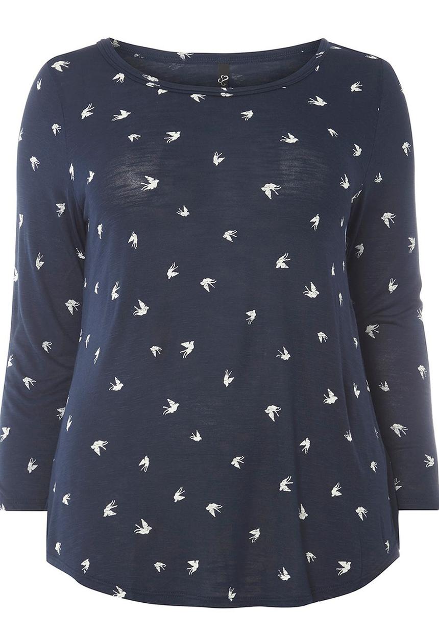 EVANS - Swallow Print Top Navy