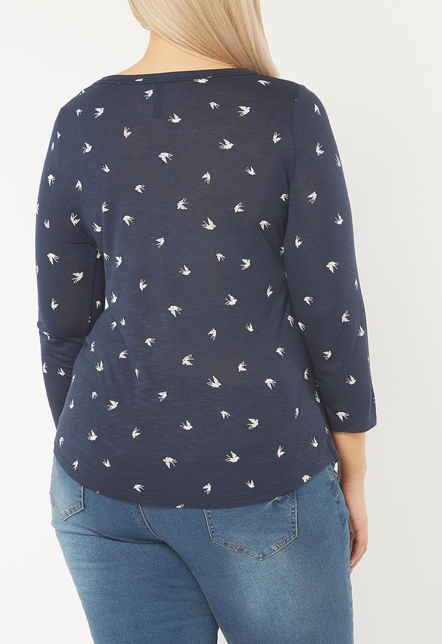 EVANS - Swallow Print Top Navy
