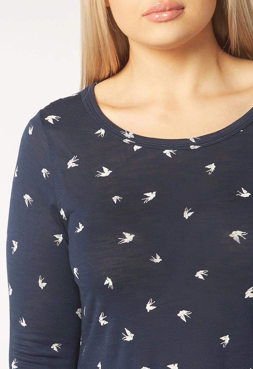 EVANS - Swallow Print Top Navy
