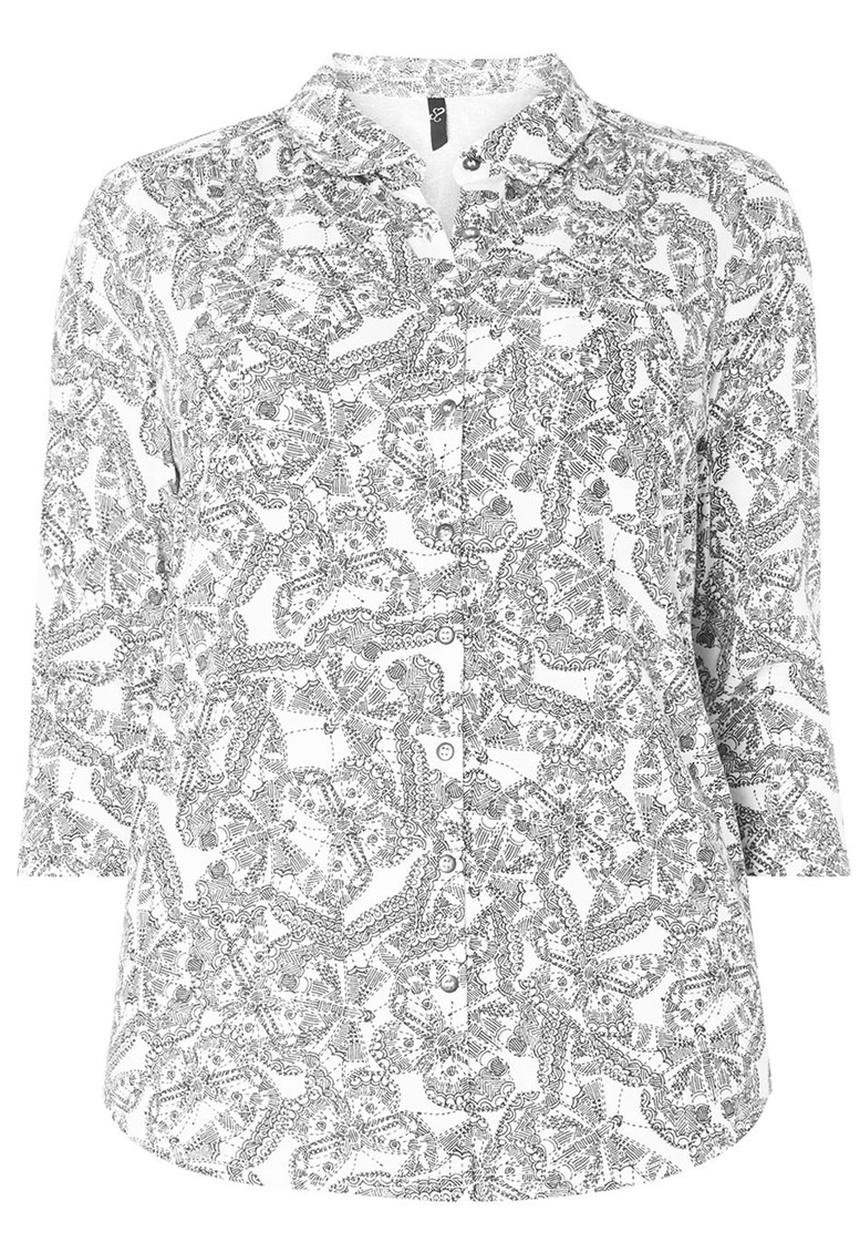 EVANS - Butterfly Print Shirt Black and White