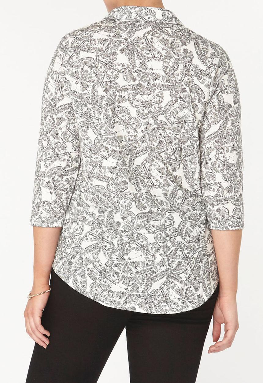 EVANS - Butterfly Print Shirt Black and White