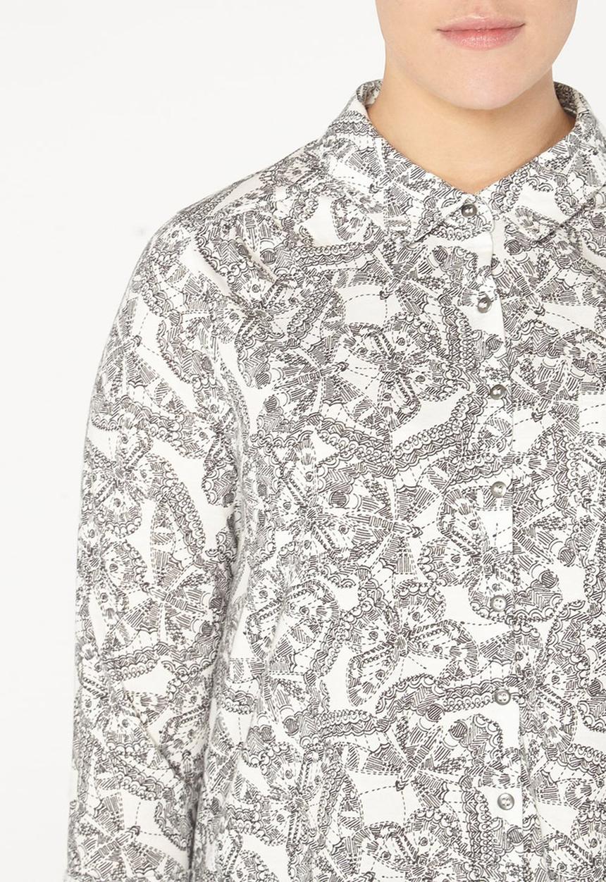 EVANS - Butterfly Print Shirt Black and White