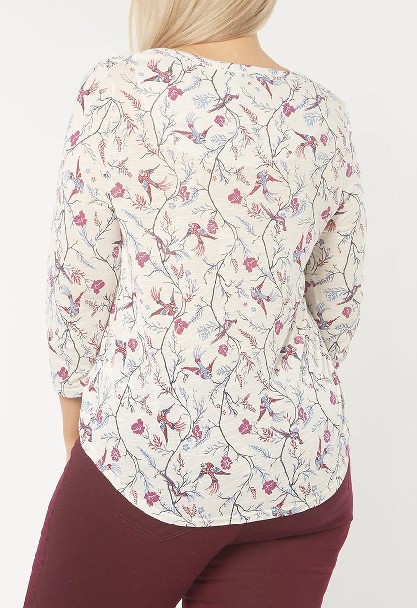 EVANS - Bird Print T-Shirt Off White