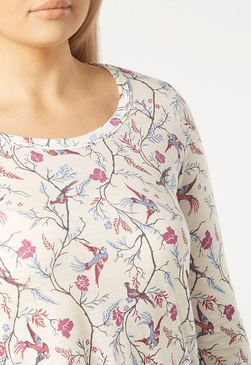 EVANS - Bird Print T-Shirt Off White
