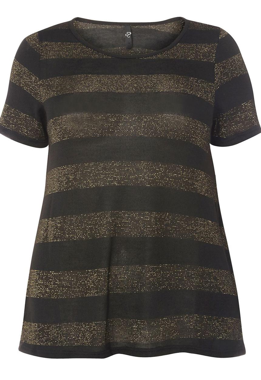 EVANS - Striped Short Sleeve Top Gold