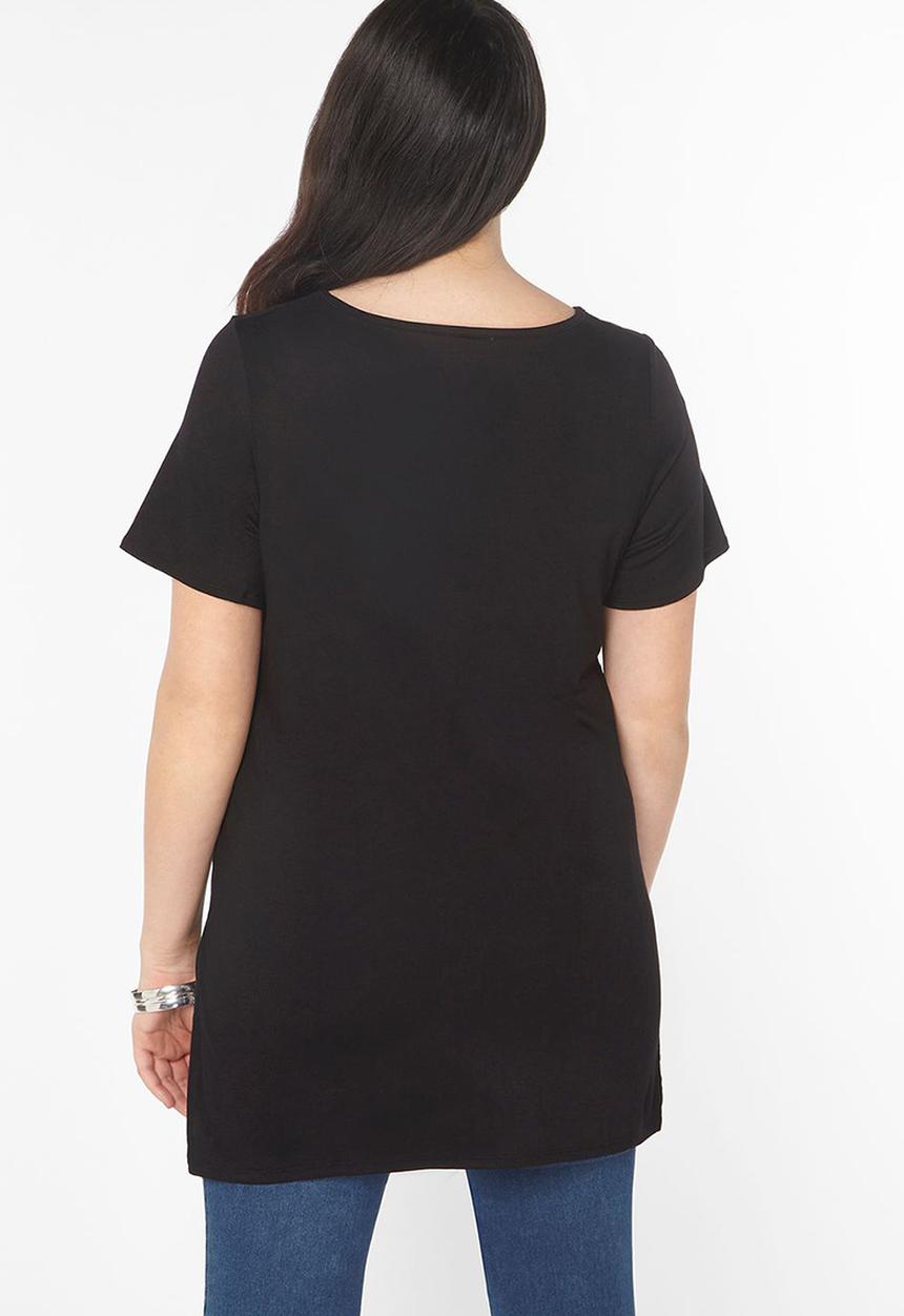 EVANS - Border Print Tee Black
