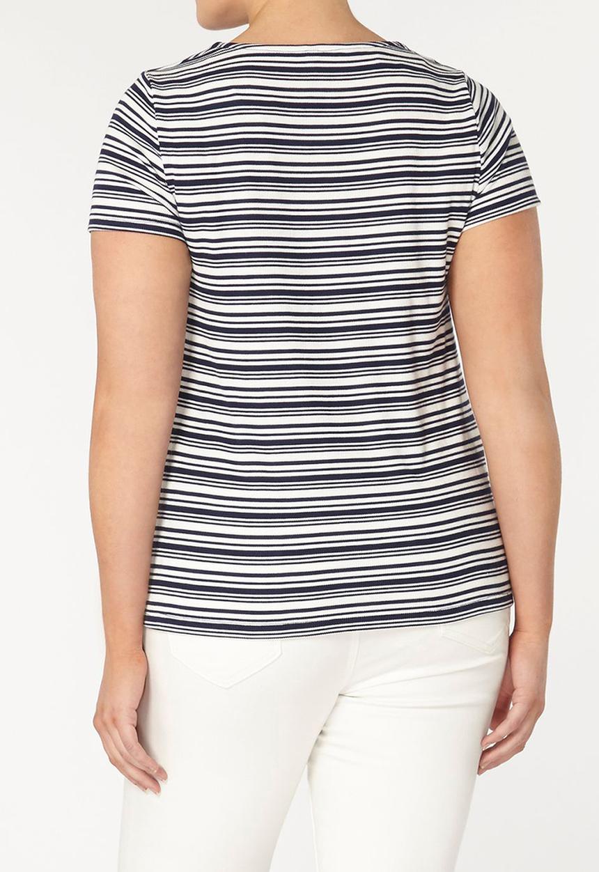 EVANS - Stripe Lace-up Tee Blue and White