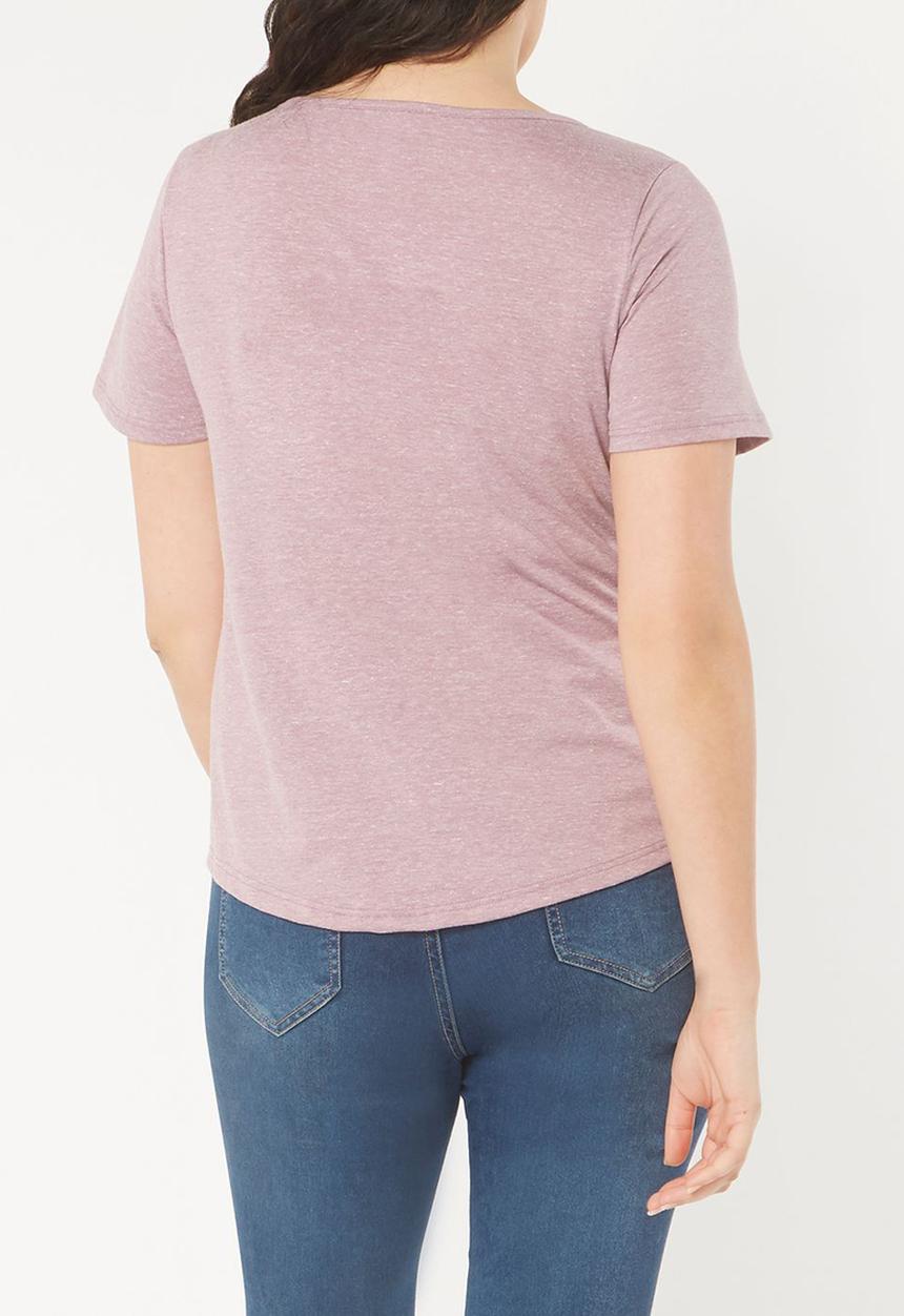 EVANS - Embroidery Detail T-Shirt Pale Pink