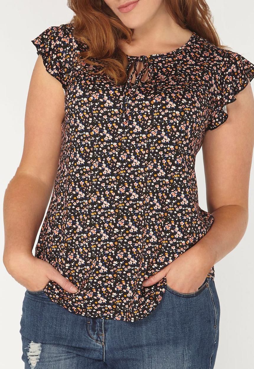 EVANS - Frill Sleeve Top Multi-colour