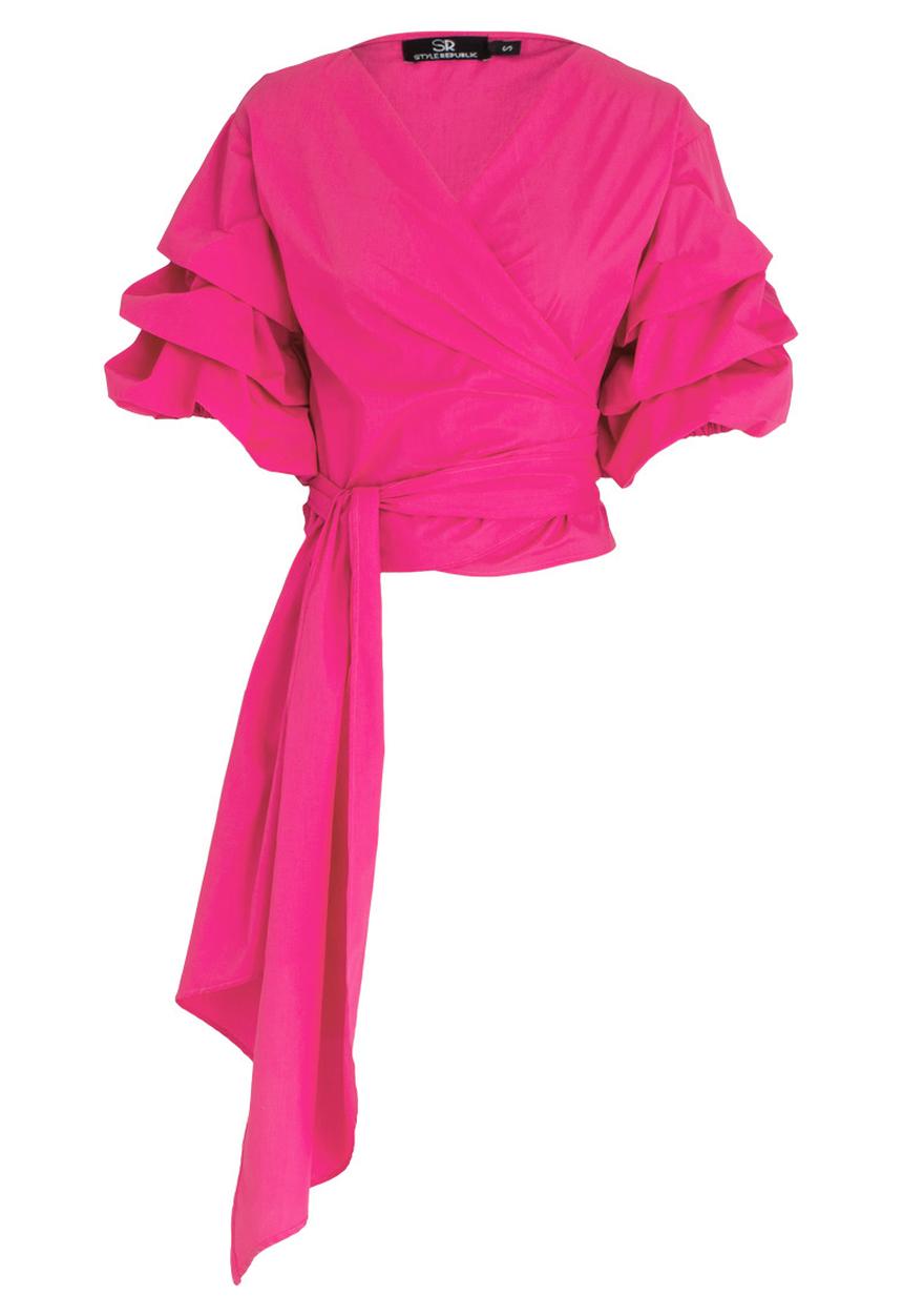 STYLE REPUBLIC - Ruched Sleeve Blouse Magenta