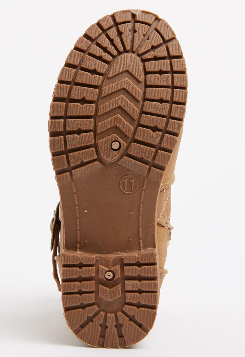 Foot Focus - Girls Boot with Flower Buckle Camel/Tan
