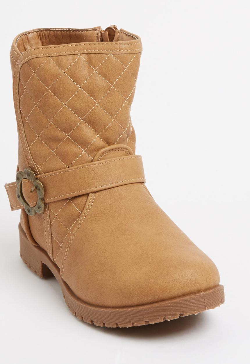 Foot Focus - Girls Boot with Flower Buckle Camel/Tan