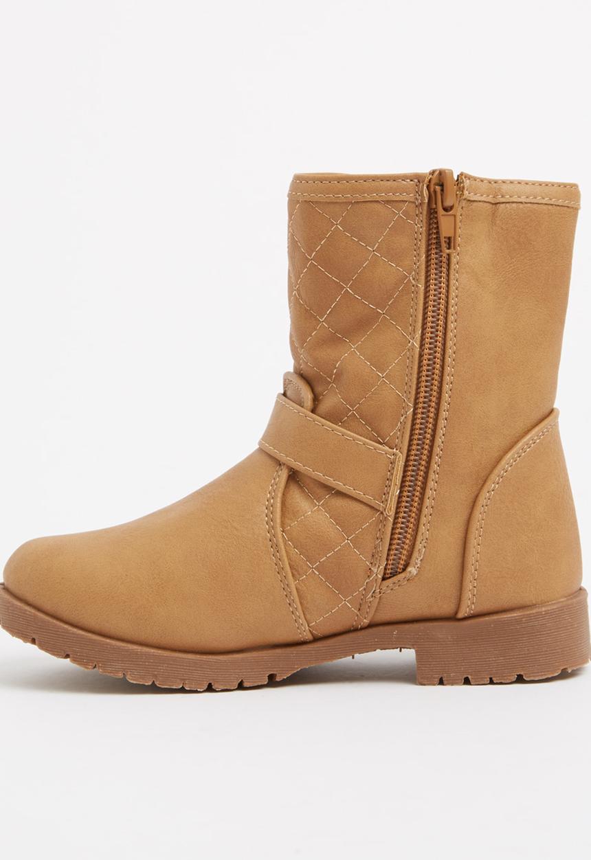 Foot Focus - Girls Boot with Flower Buckle Camel/Tan