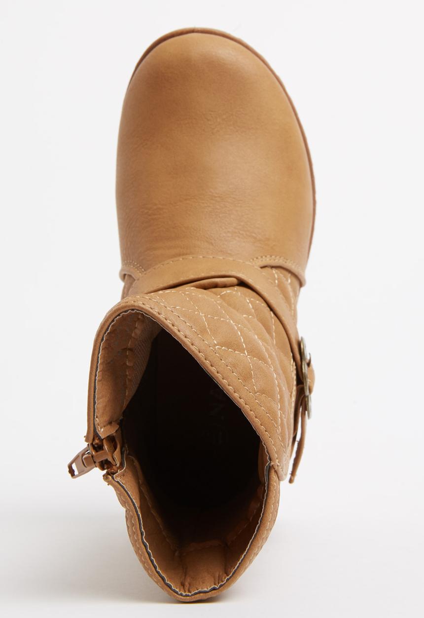 Foot Focus - Girls Boot with Flower Buckle Camel/Tan