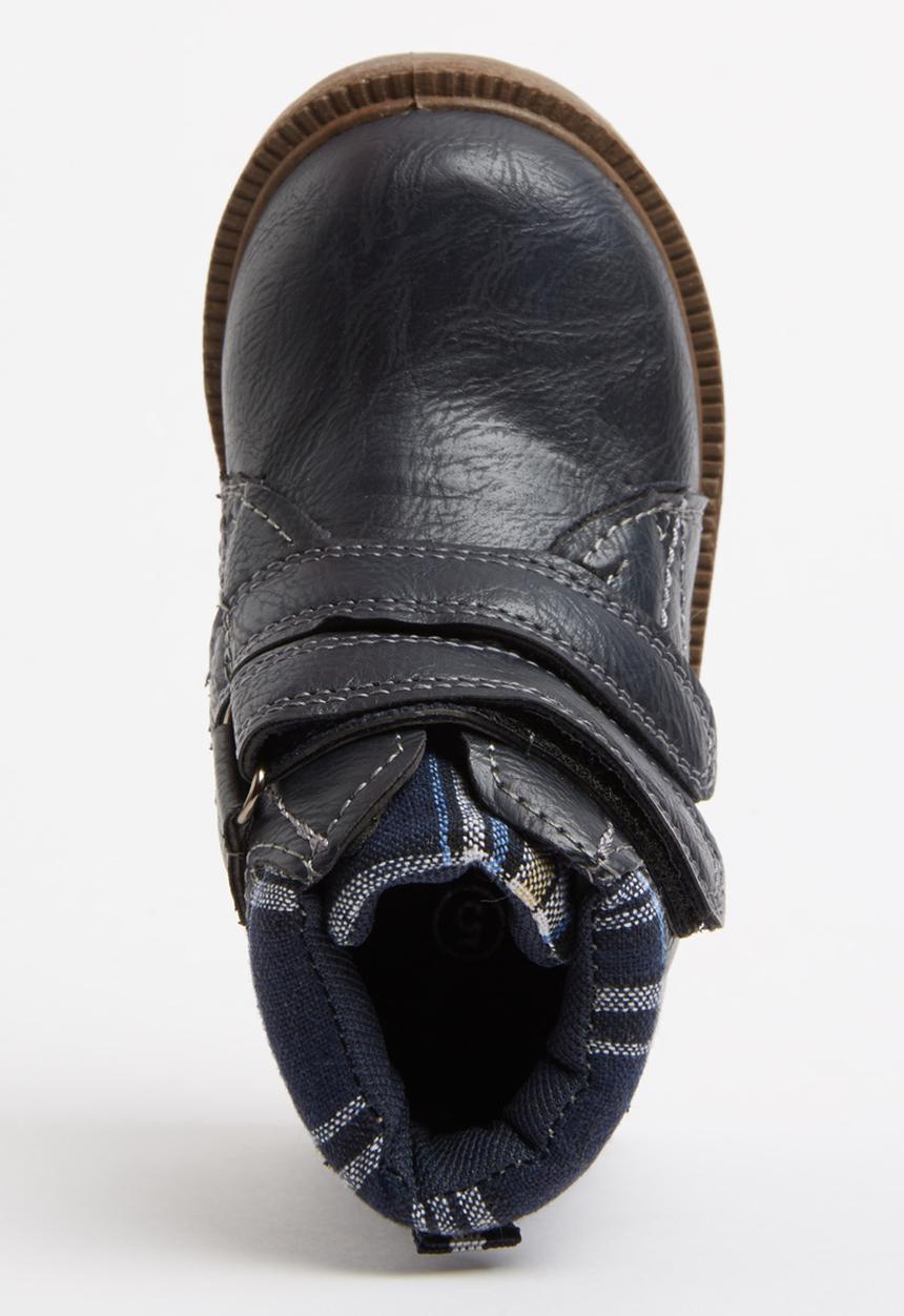 Foot Focus - Velcro strap boot with check detail Navy