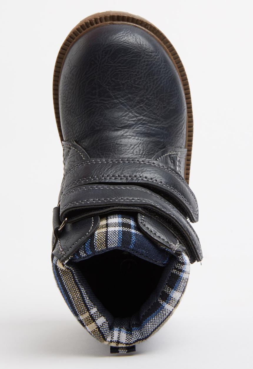Foot Focus - Velcro strap boot with check detail Navy