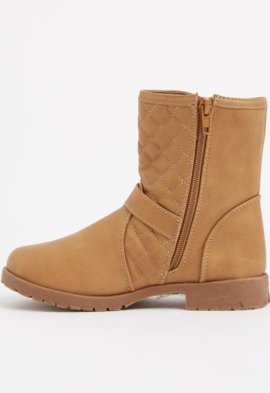 Foot Focus - Girls Boot with Flower Buckle Camel/Tan