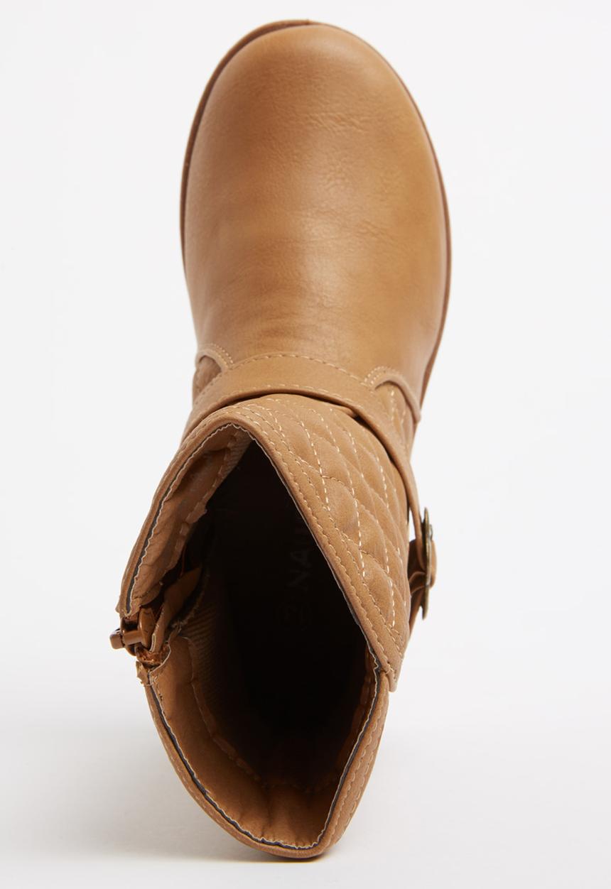 Foot Focus - Girls Boot with Flower Buckle Camel/Tan