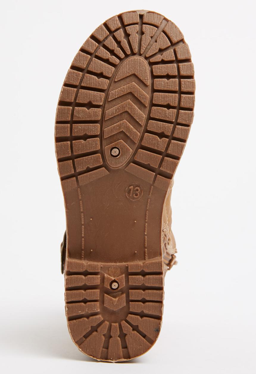 Foot Focus - Girls Boot with Flower Buckle Camel/Tan