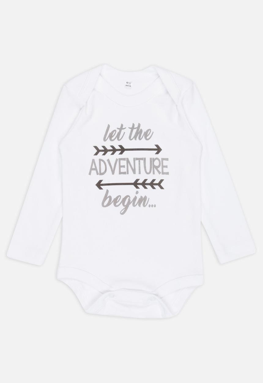 Funky Shop - Let the adventure begin baby grow - white