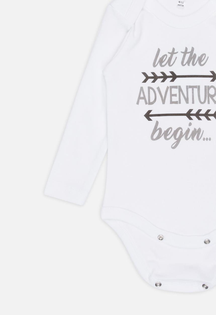 Funky Shop - Let the adventure begin baby grow - white