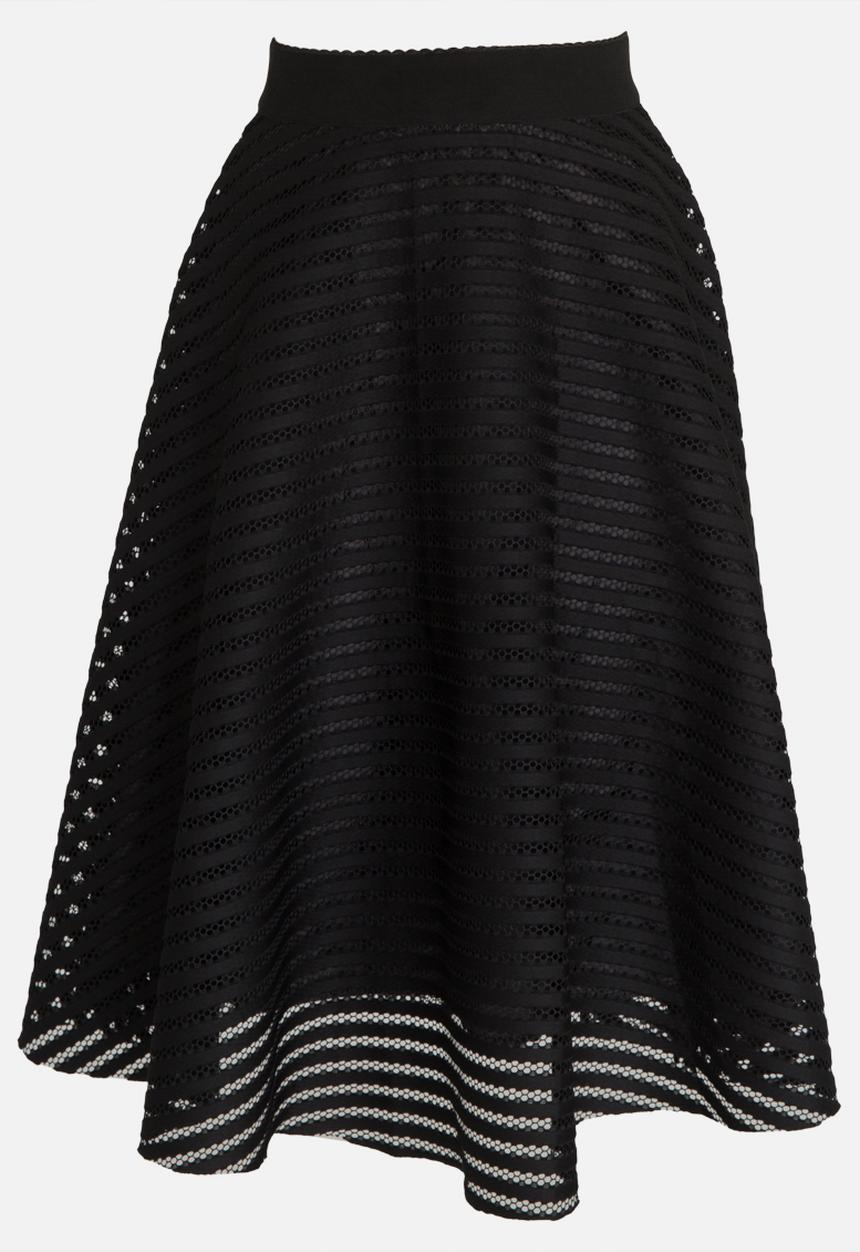 Revenge - Stripe Detail Midi Skirt Black