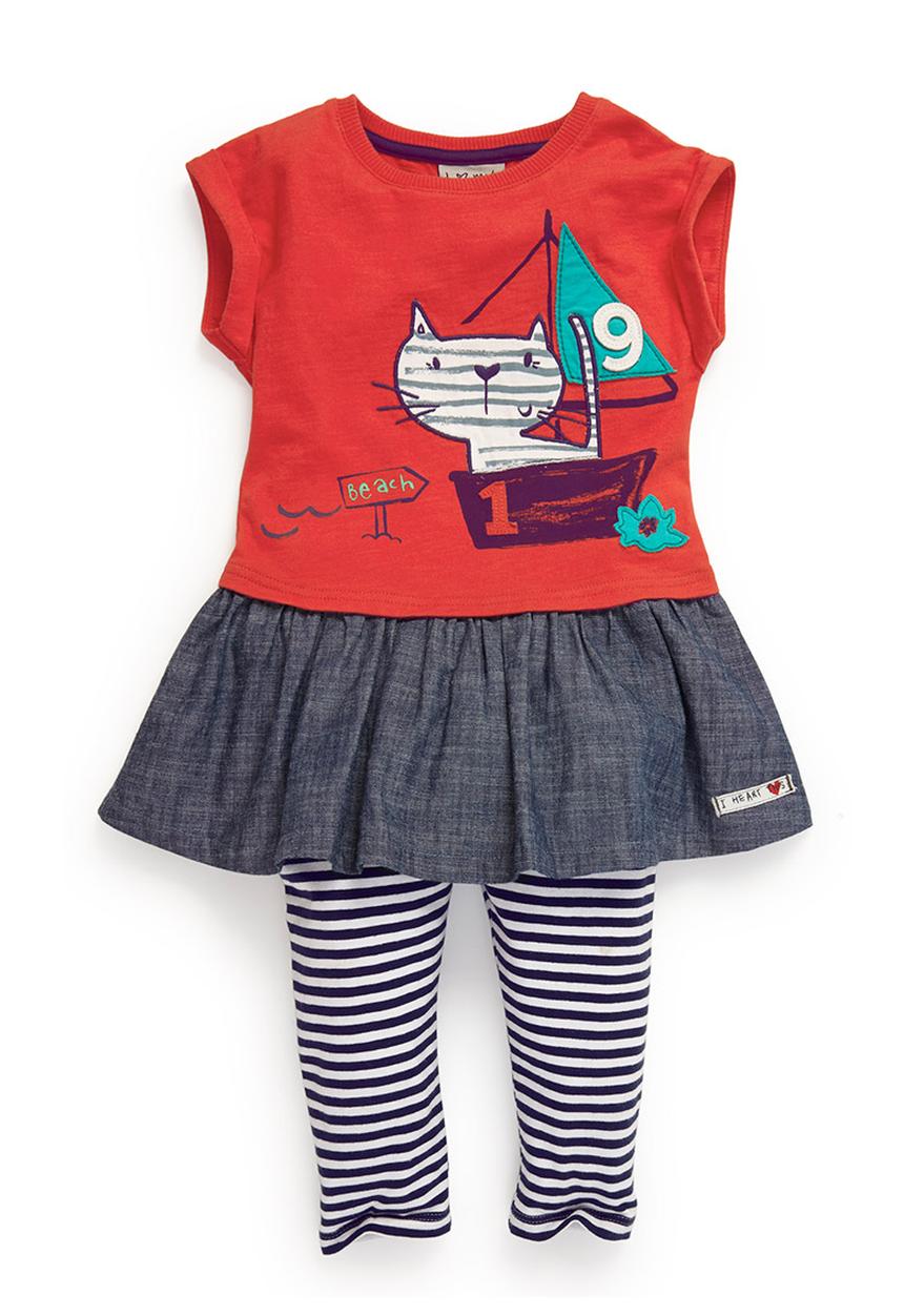 Next - Embroidered Cat Tunic And Leggings Red