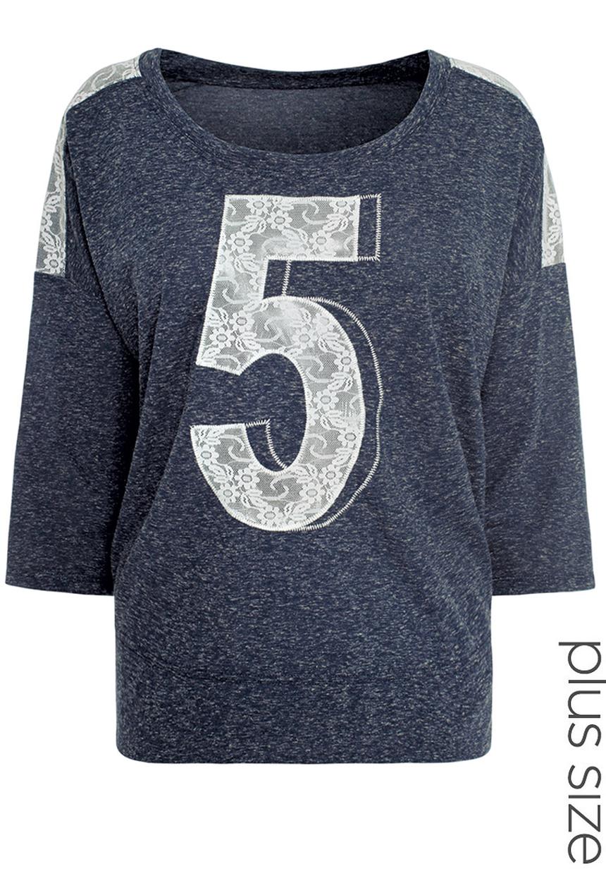 Next - Lace Three-quarter Sleeve Top Navy
