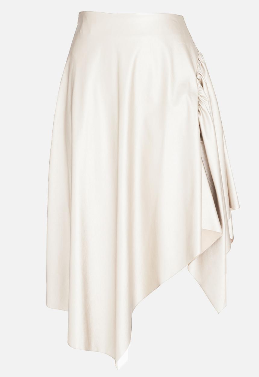 STYLE REPUBLIC - Leather Like Asymmetrical Skirt Gold