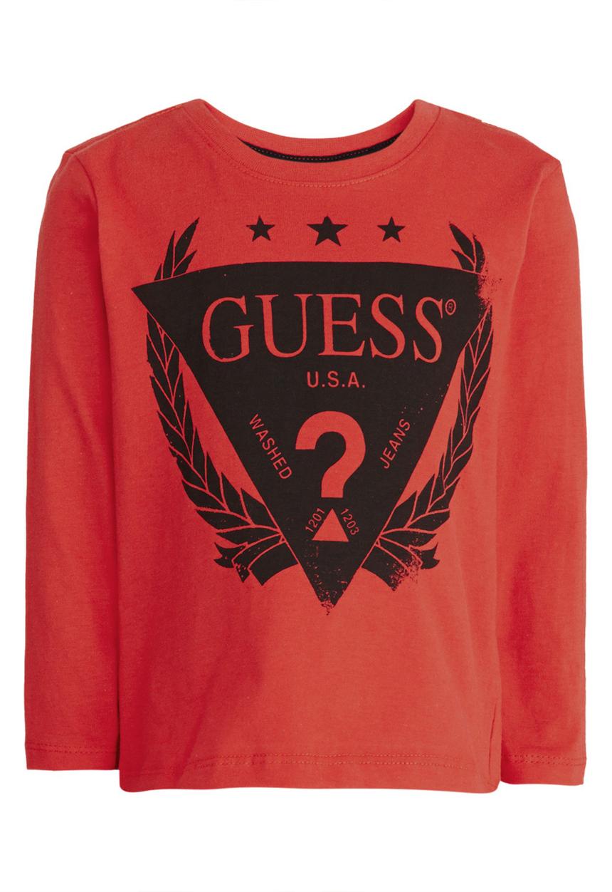 GUESS - L/S Guess Washed Jeans Tee Red