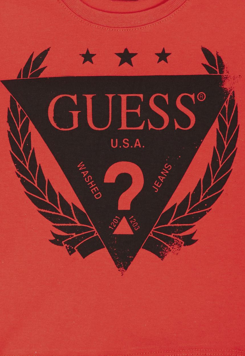 GUESS - L/S Guess Washed Jeans Tee Red