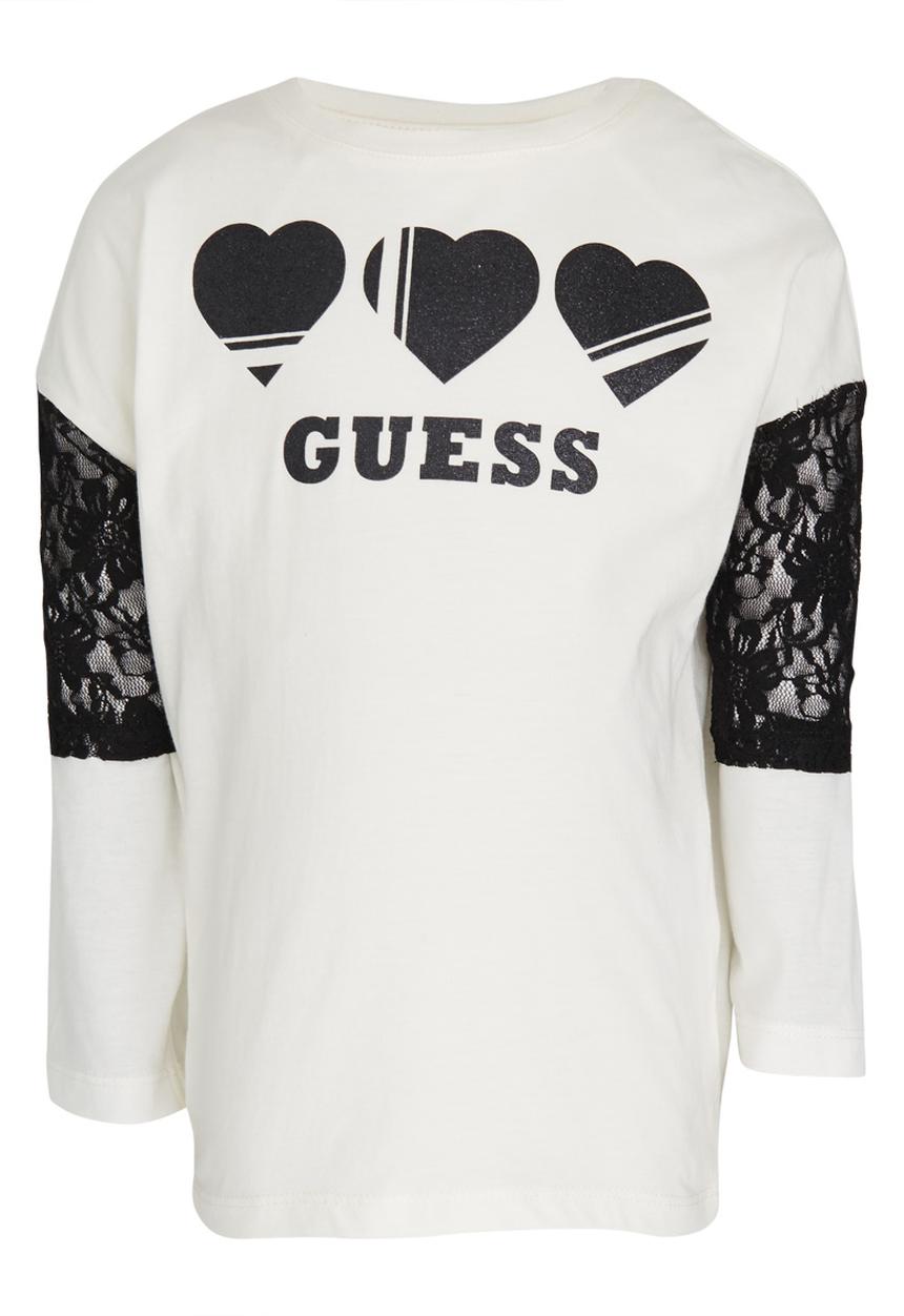 GUESS - Lace Sleeve Tee Cream