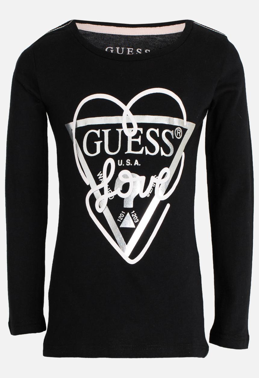 GUESS - Girls Love Tri Heart Tee Black