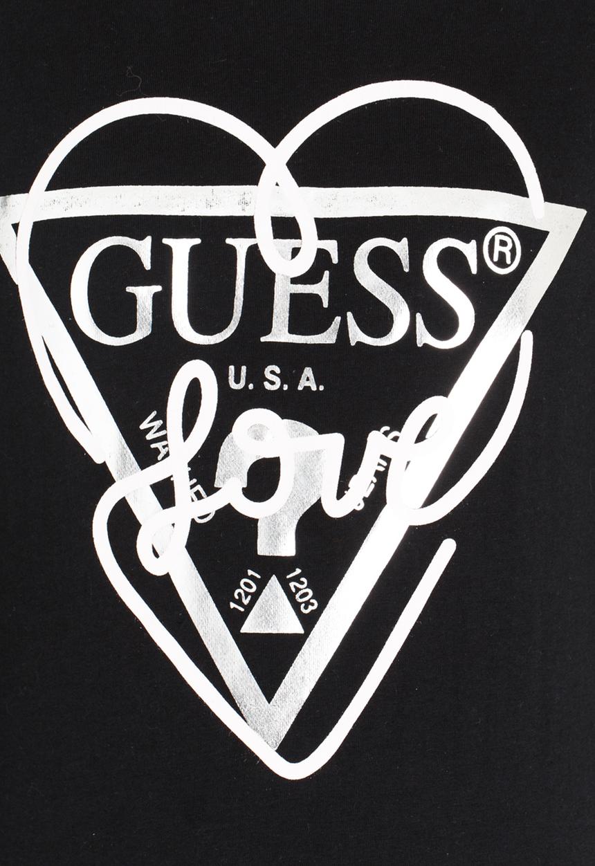 GUESS - Girls Love Tri Heart Tee Black
