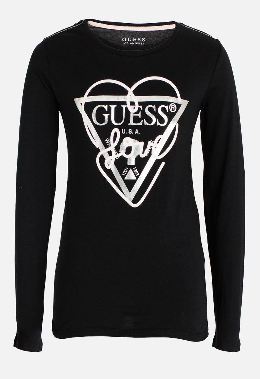 GUESS - Girls Love Tri Heart Tee Black