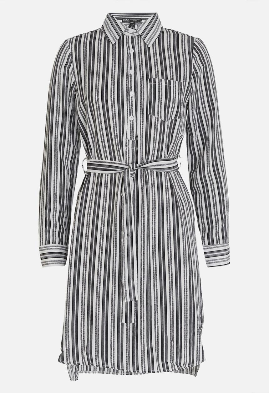 CRAVE - Long Sleeve Shirt Dress Black and White