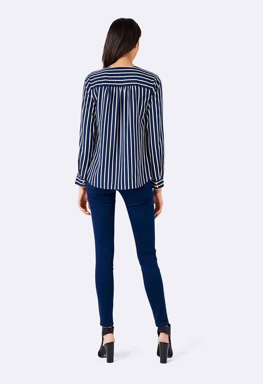 Forever New (Spree) - Sylvia Stripe Wrap Blouse Blue and White